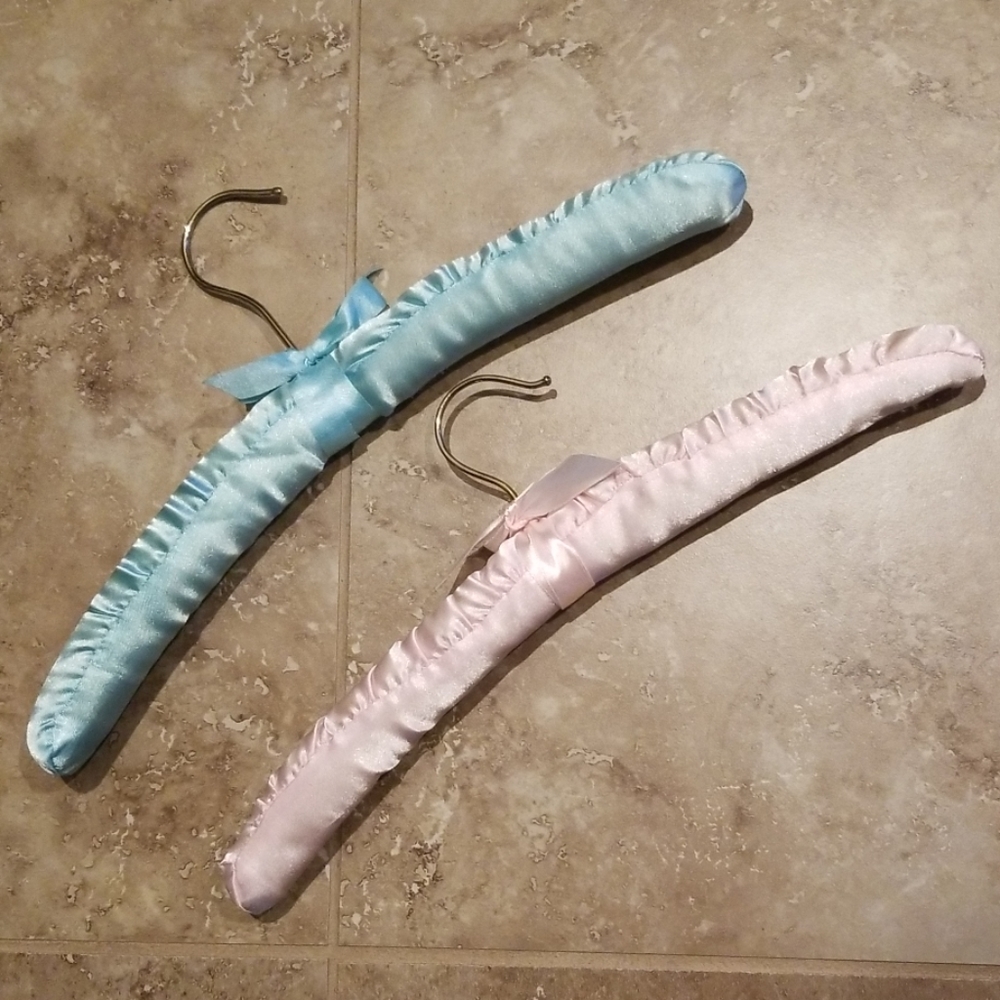 Bundle of 2 Vintage Satin Covered Hangers